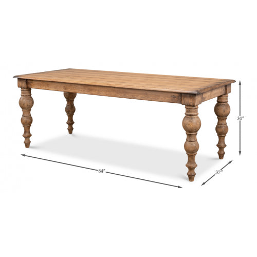 Reclaimed Pine Baluster Legged Dining Table