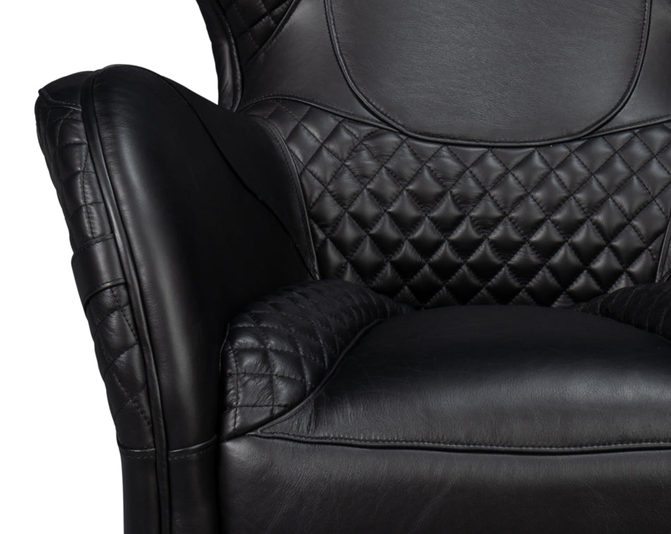 Colorado Leather Arm Chair - Black Onyx