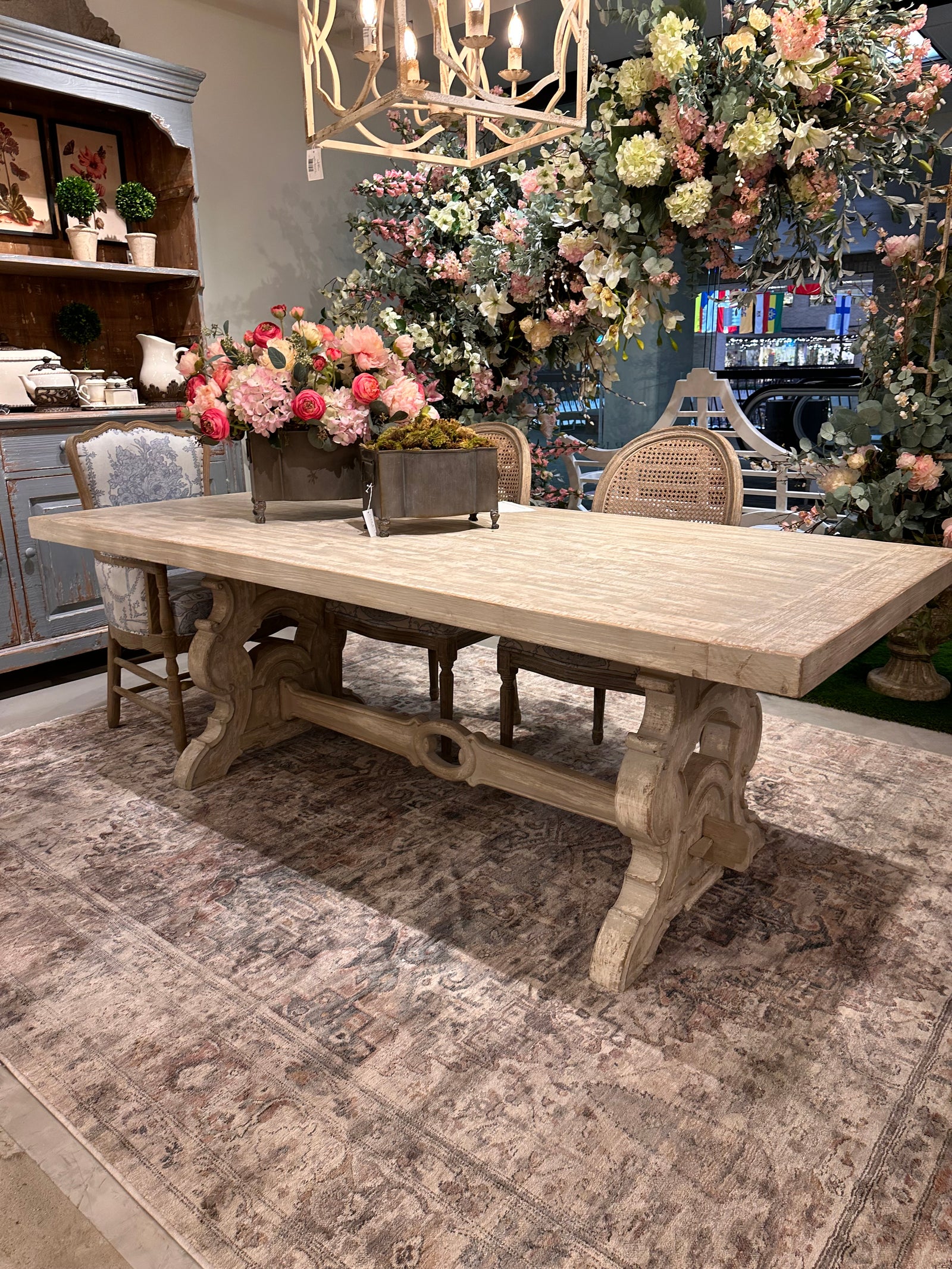 Trestle Base Dining Table 84"