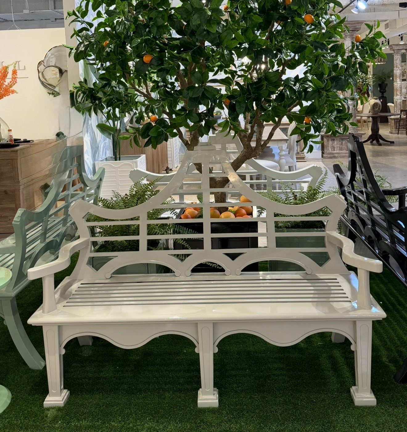 Cast Aluminum English Garden Bench Khaki