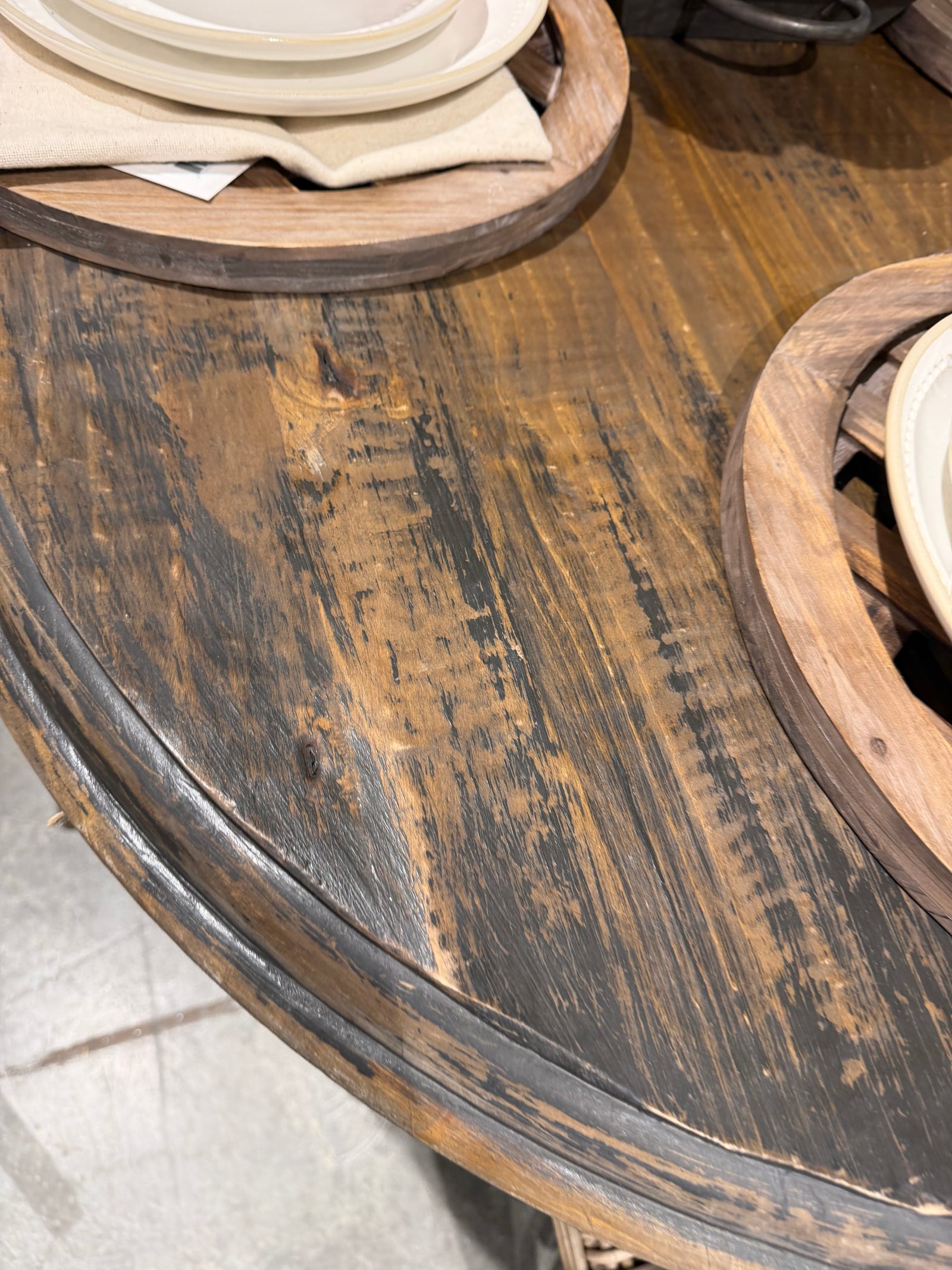 Aged Black Oval Dining Table