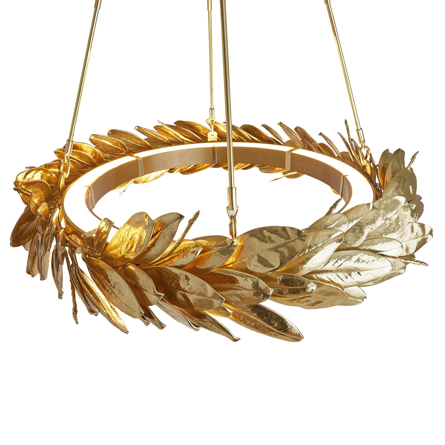 BRASS LEAF CHANDELIER ,GOLD laurel leaf chandelier