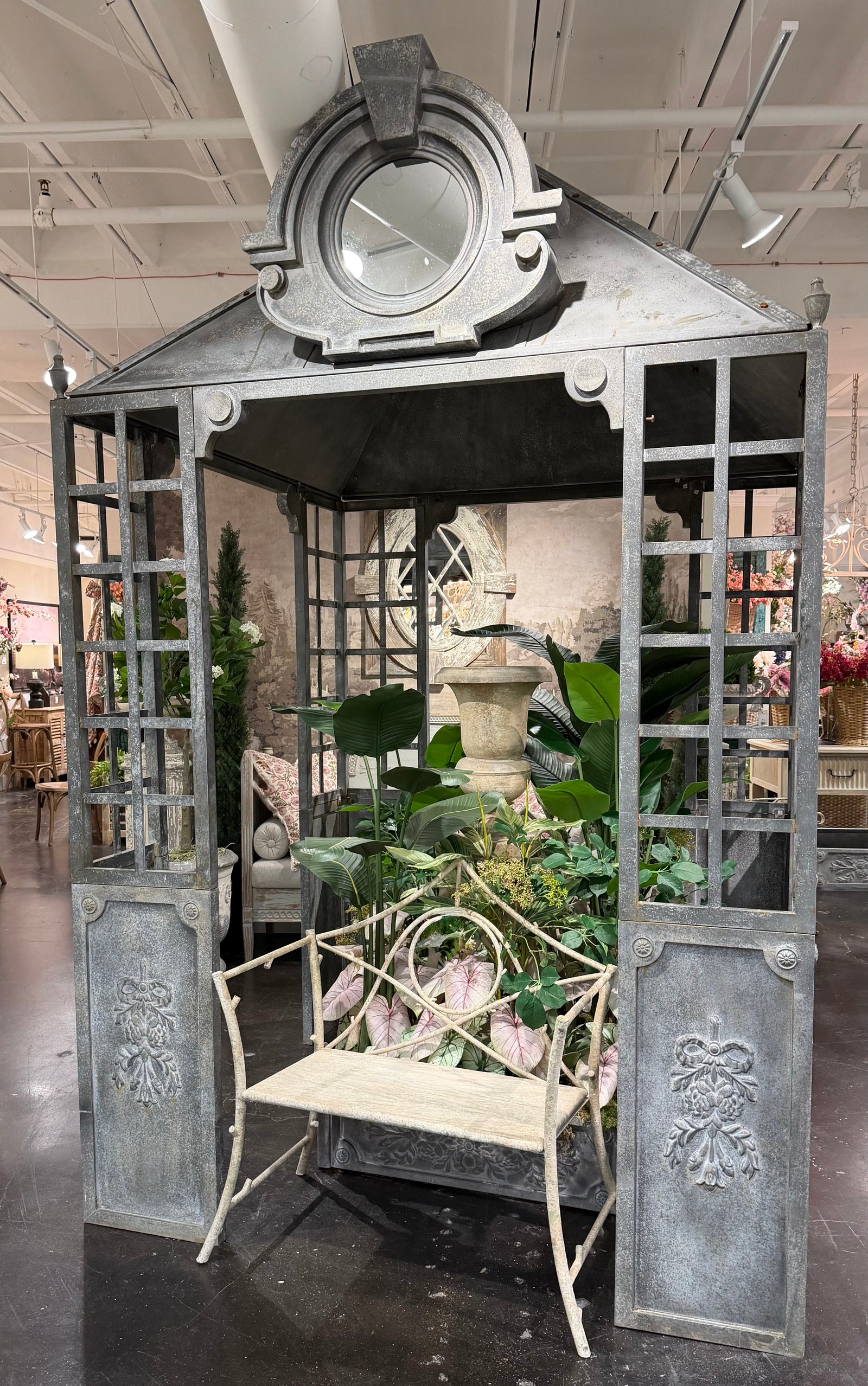 Vintage Dormer Mirrored Metal Conservatory for sale, Vintage Outdoor iron Greenhouse