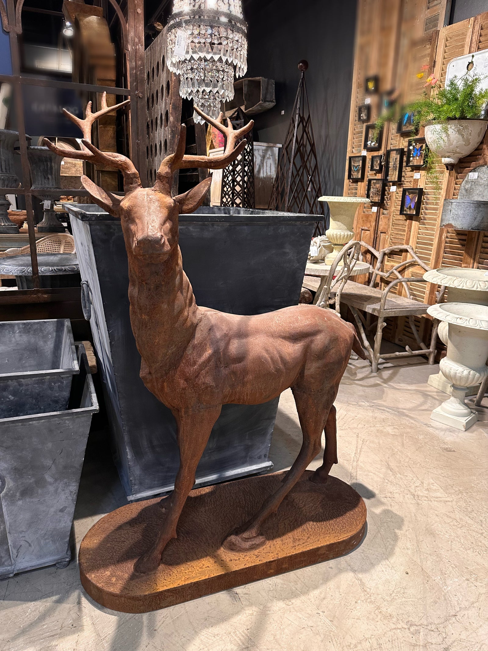 Cast Iron Stag Statues for sale, Outdoor Iron Statuary for sale
