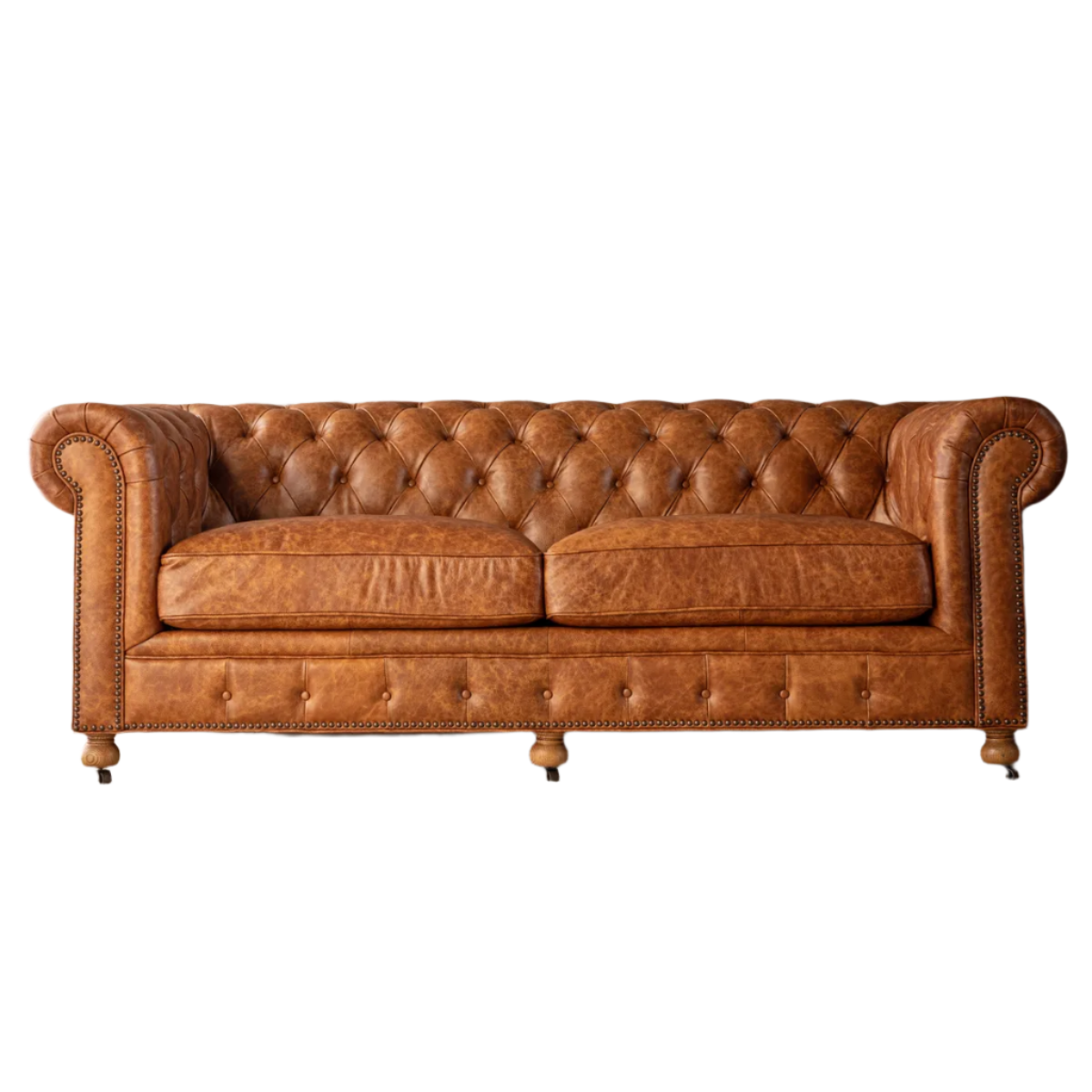 Teton Brown Leather Chesterfield Sofa, Distressed Brown Chesterfield Sofa for sale
