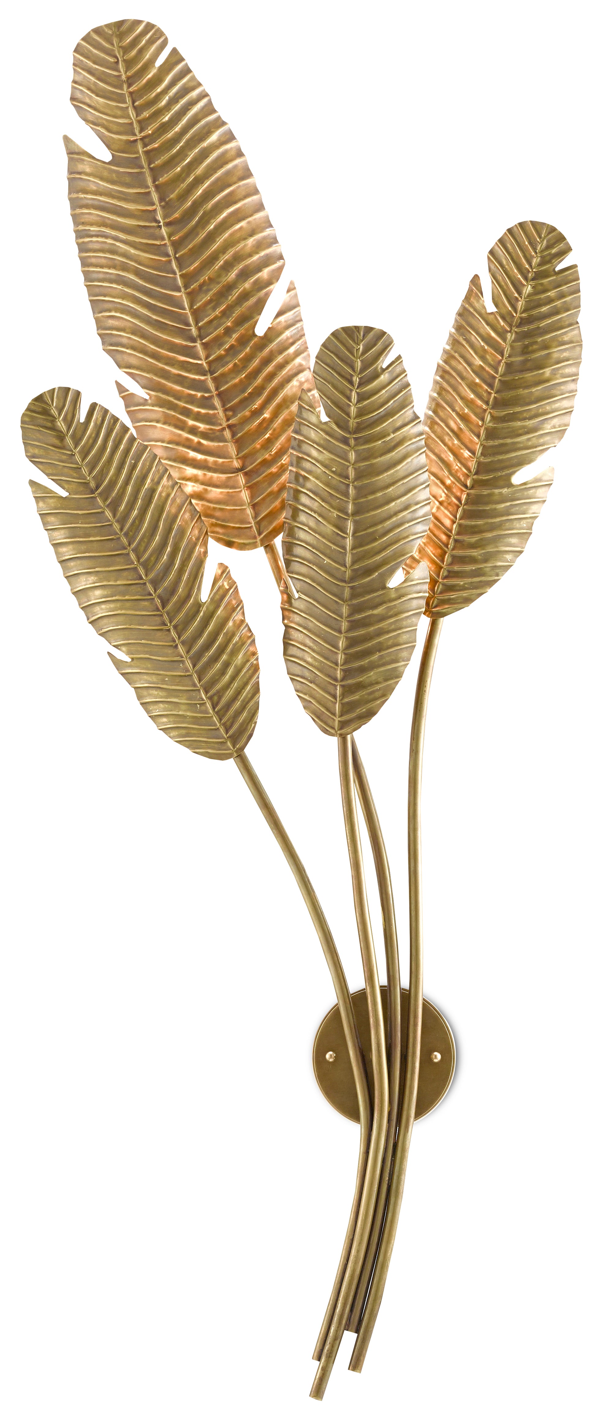 Tropical Brass Multi-Leaf Wall Sconce, TROPICAL STYLE LIGHT FIXTURES FOR SALE