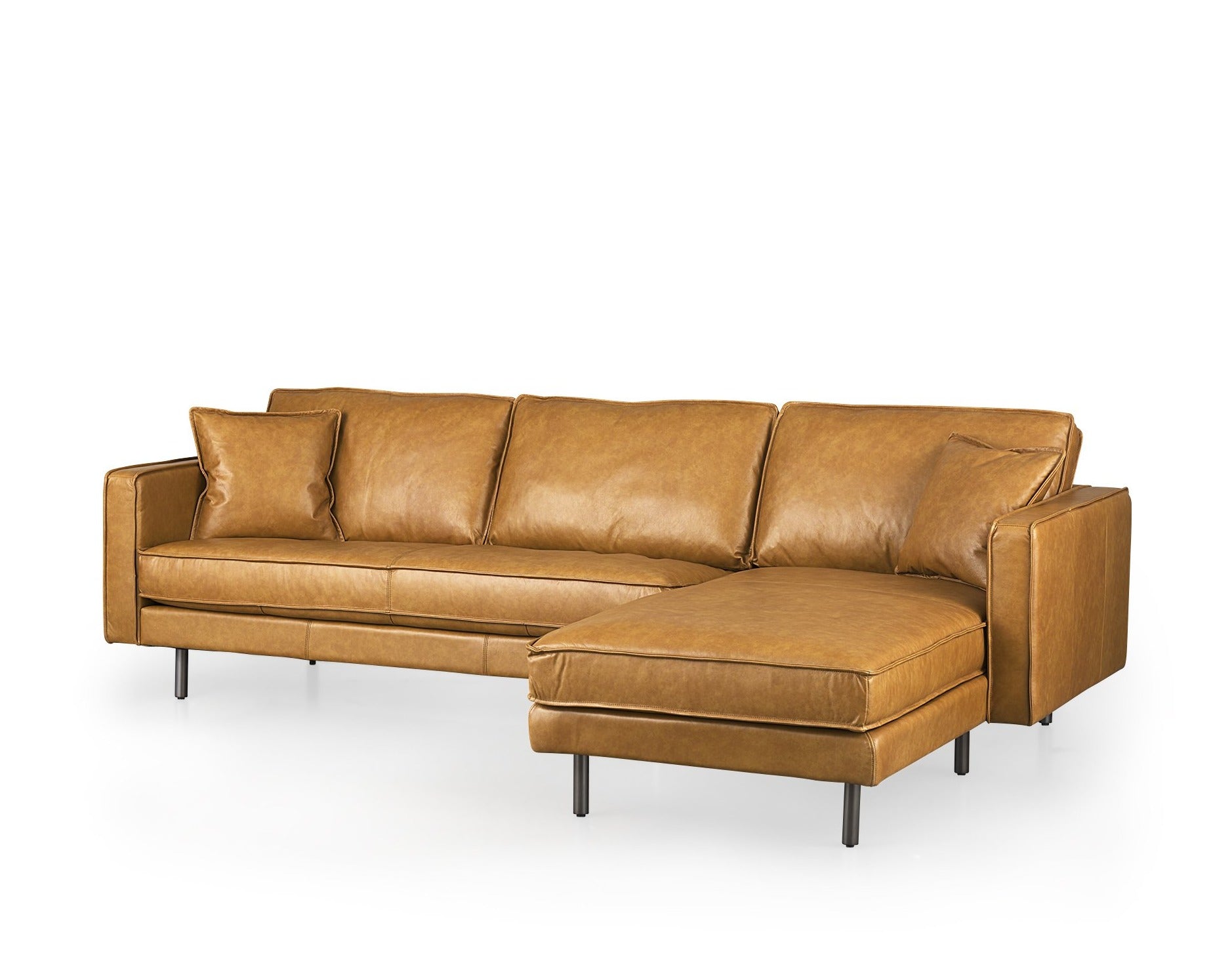 Breanna Tan Leather Chaise Sectional