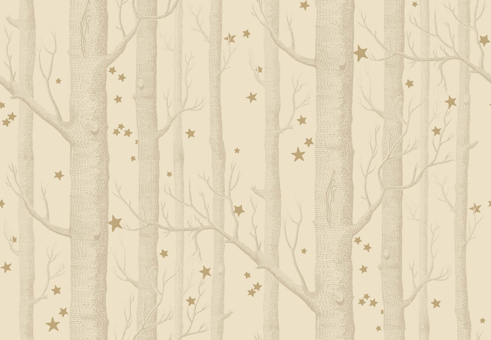 Cole & Son Woods and Stars Buff and Gold Wallpaper, Cole and Son Woods and Stars Wallpaper for sale
