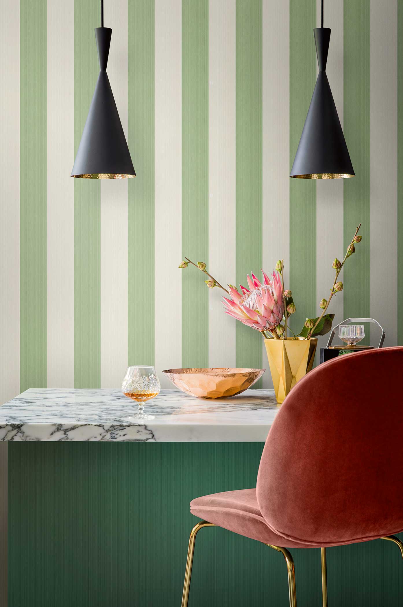 cole and son jaspe stripe marquee wallpaper green