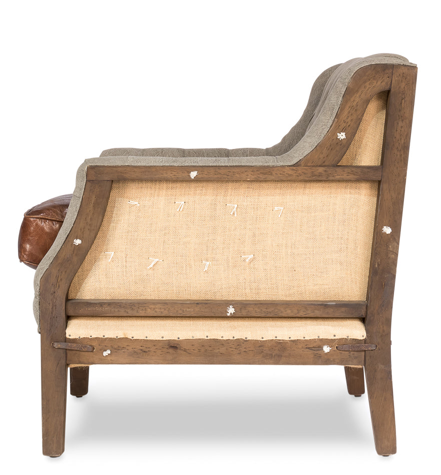 deconstructed leather club chair, Tilberg deconstructed tufted chair with leather