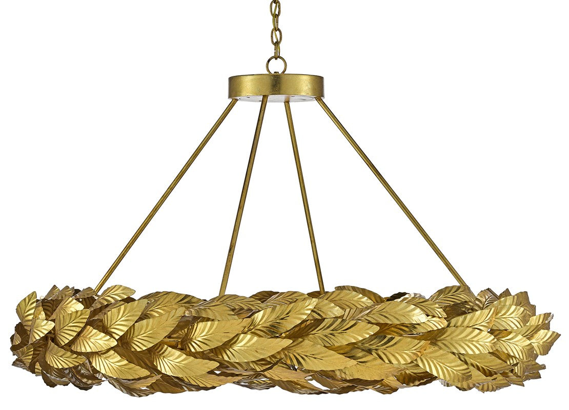 currey and company Apollo Chandelier Large, Gold Leaf chandelier for hotels