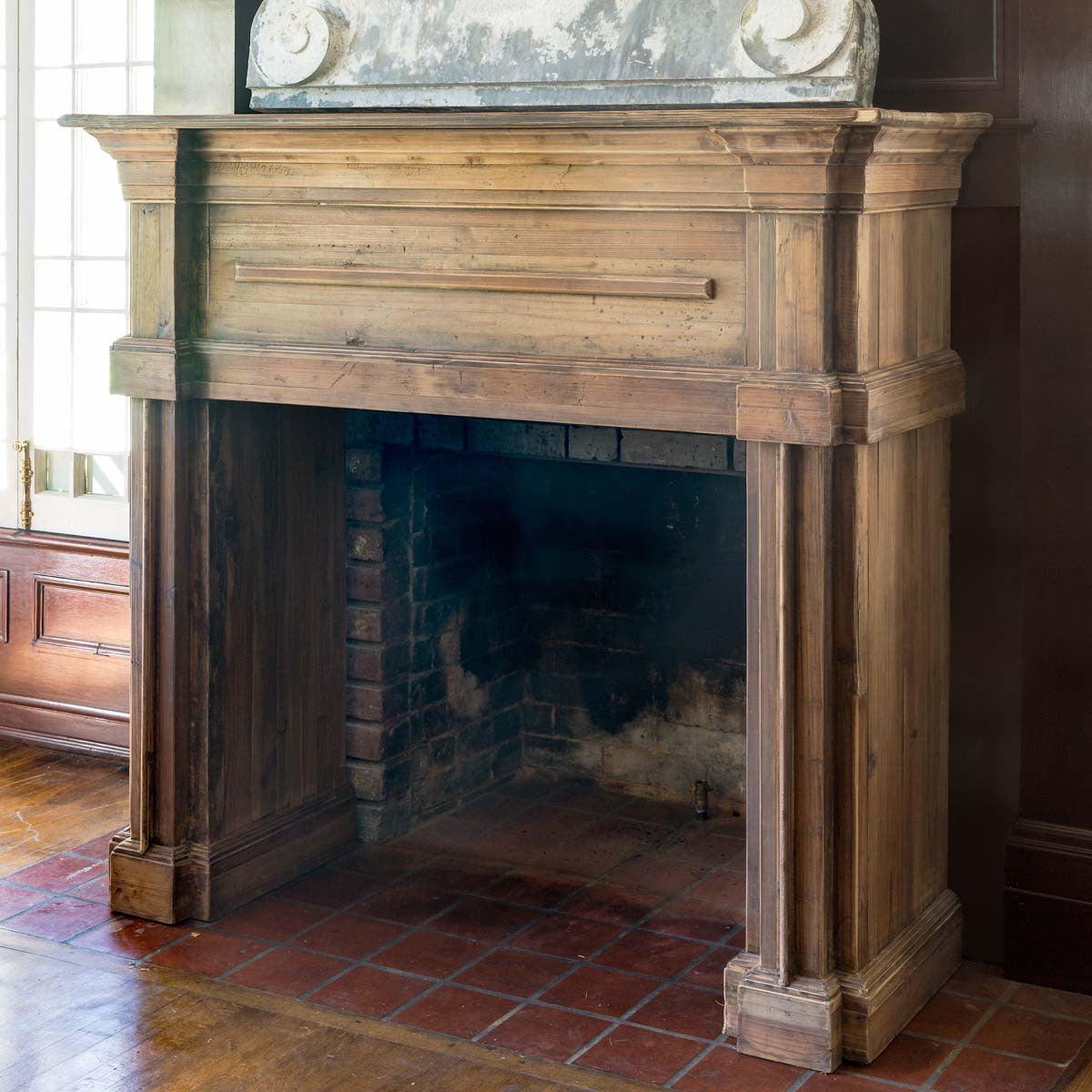 Wooden Pine Fireplace Mantel for sale, Reclaimed Pine Wood Fireplace Mantel