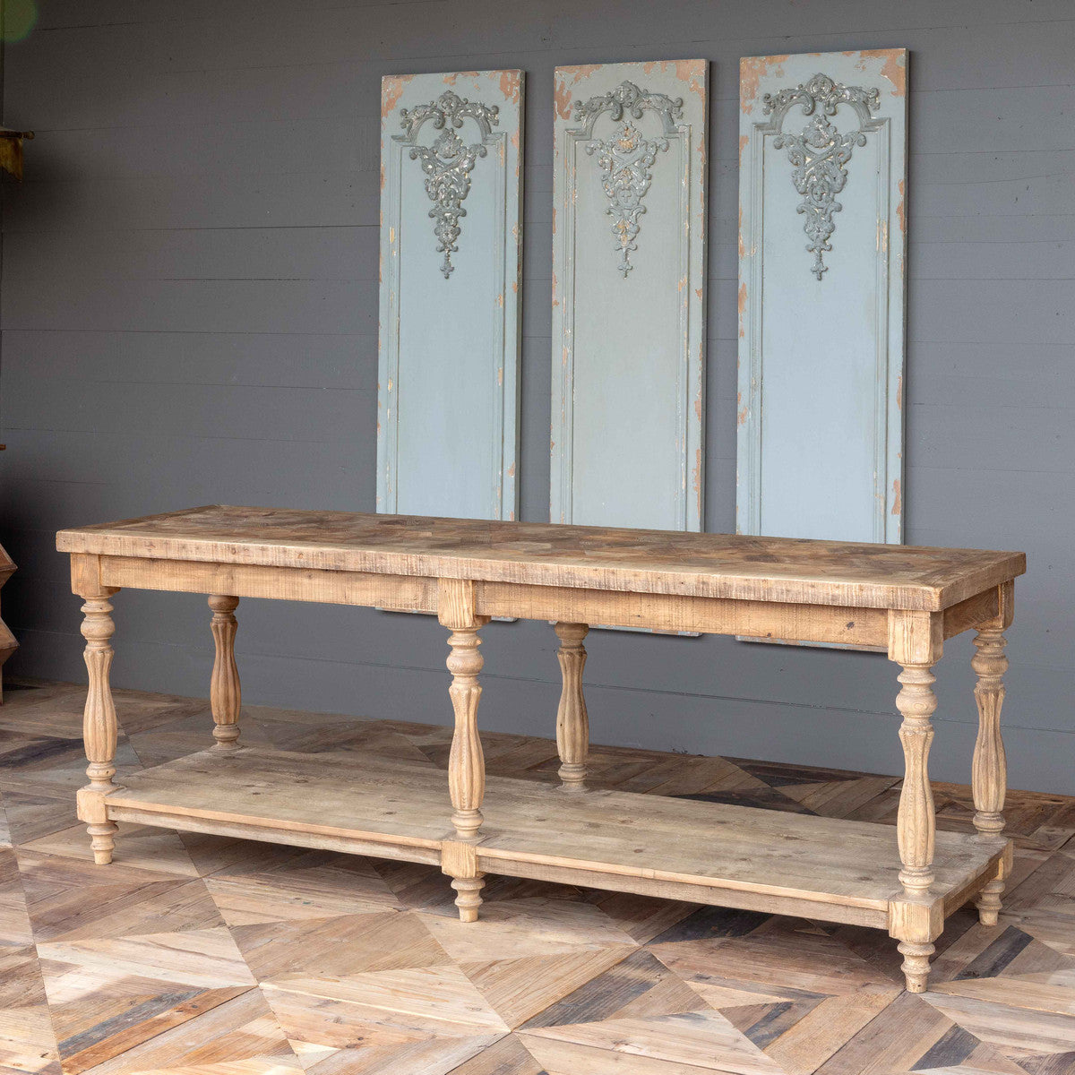 Honeycomb Parquet Island Park Hill, Wooden Farmhouse Kitchen Islands for sale