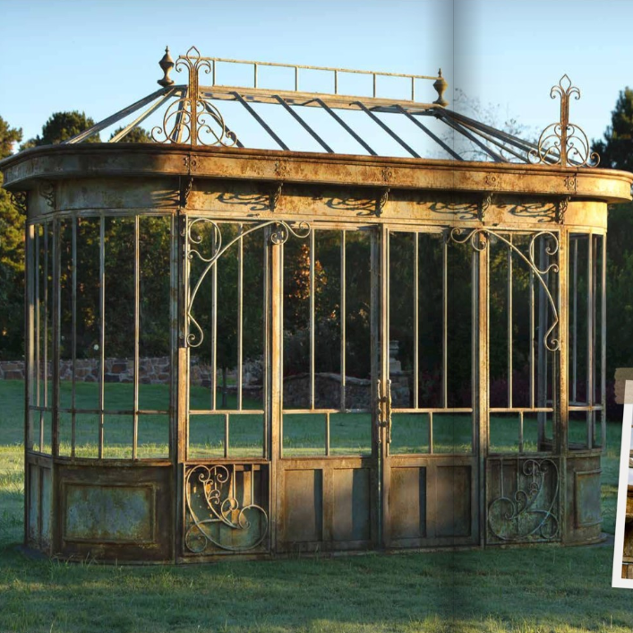 Aged Metal Conservatory Framework Facade, Park Hill Collection Metal Conservatory Greenhouse