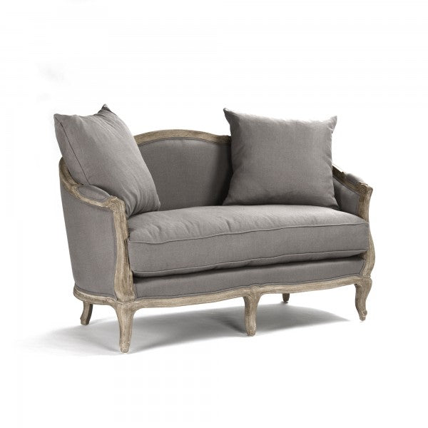french grey linen settee for sale, french loveseat in grey for sale