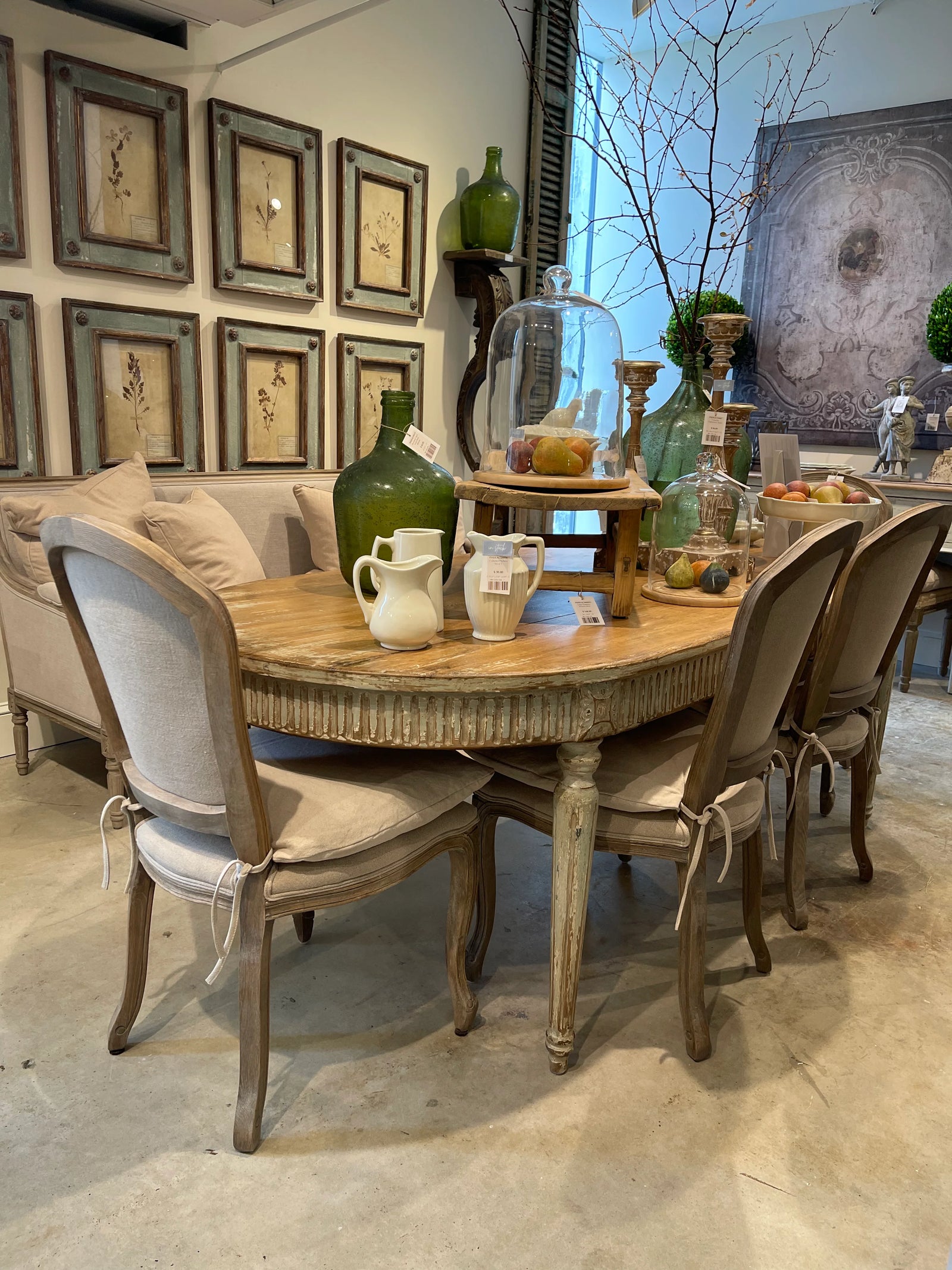 Vintage French Country Dining Set for sale, Distressed French Dining Table and Chairs