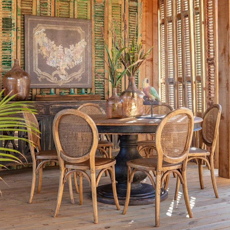 Vintage Cane Back Dining Chairs for sale, Tropical Dining Set for sale