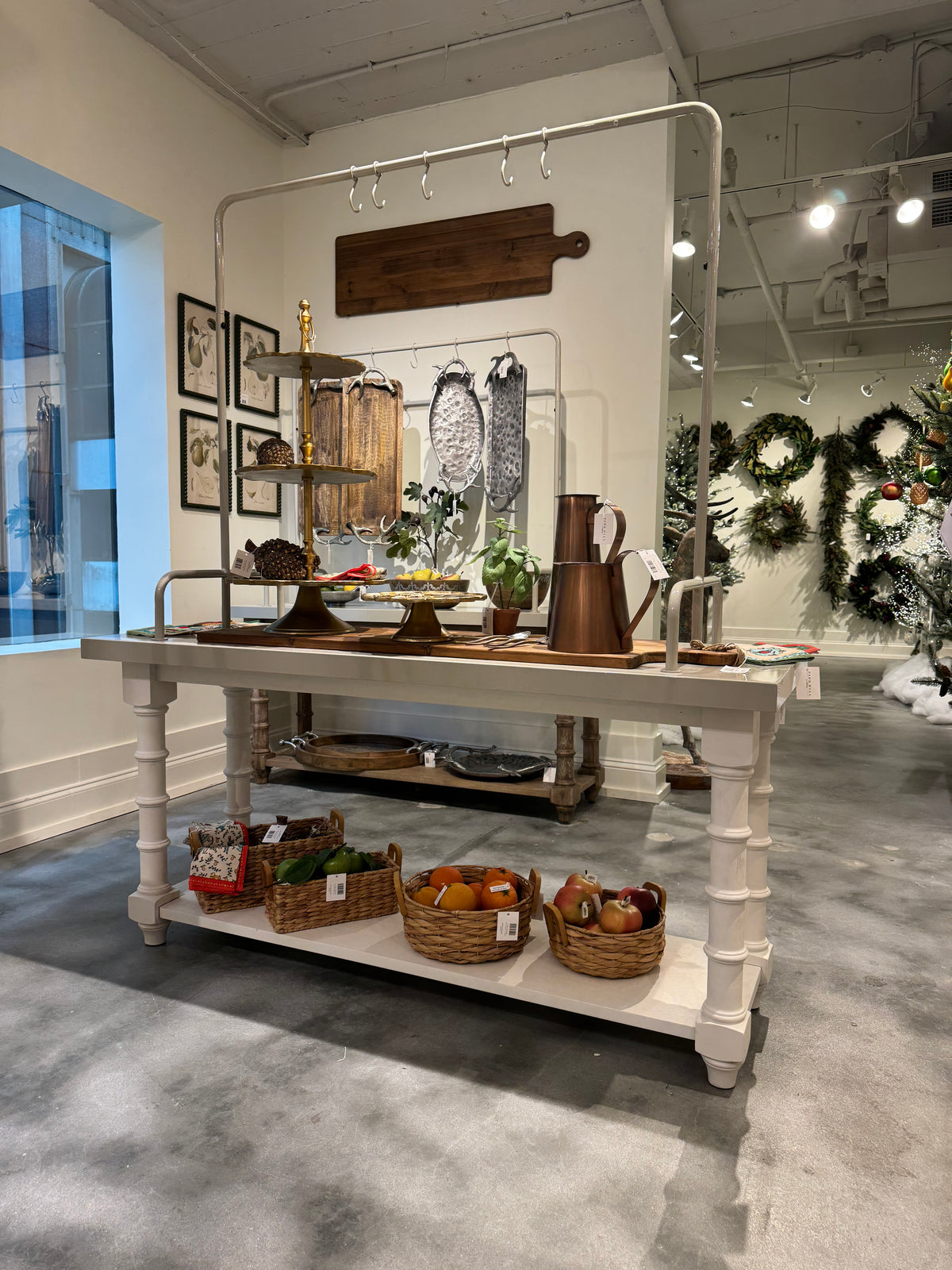 White Market Stall Island for sale, Restoration Hardware Kitchen Island for sale