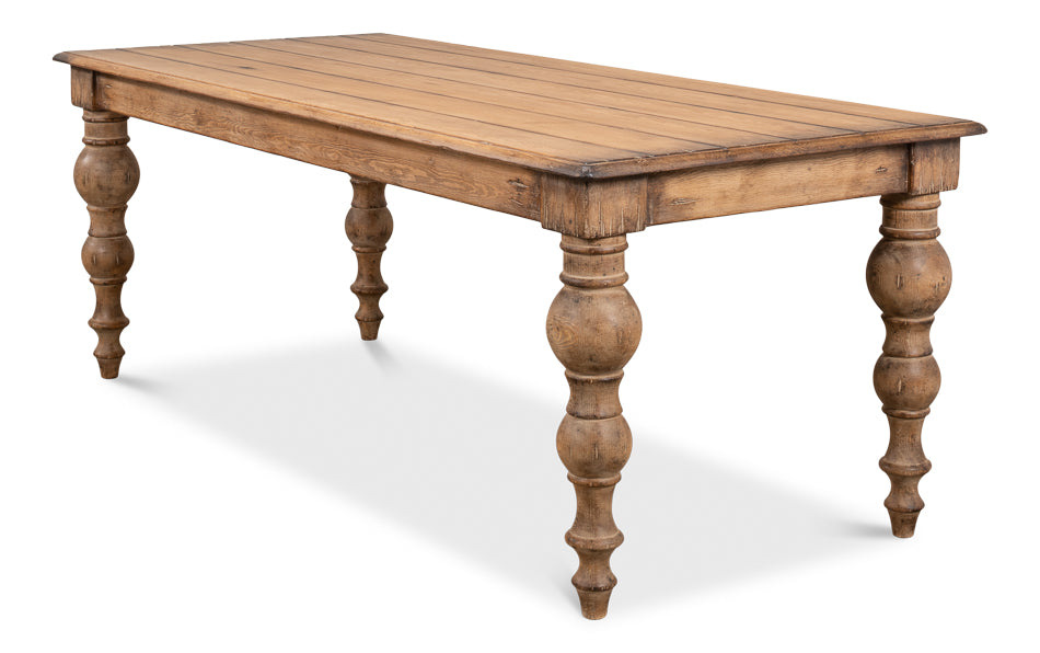 Reclaimed Pine Baluster Legged Dining Table