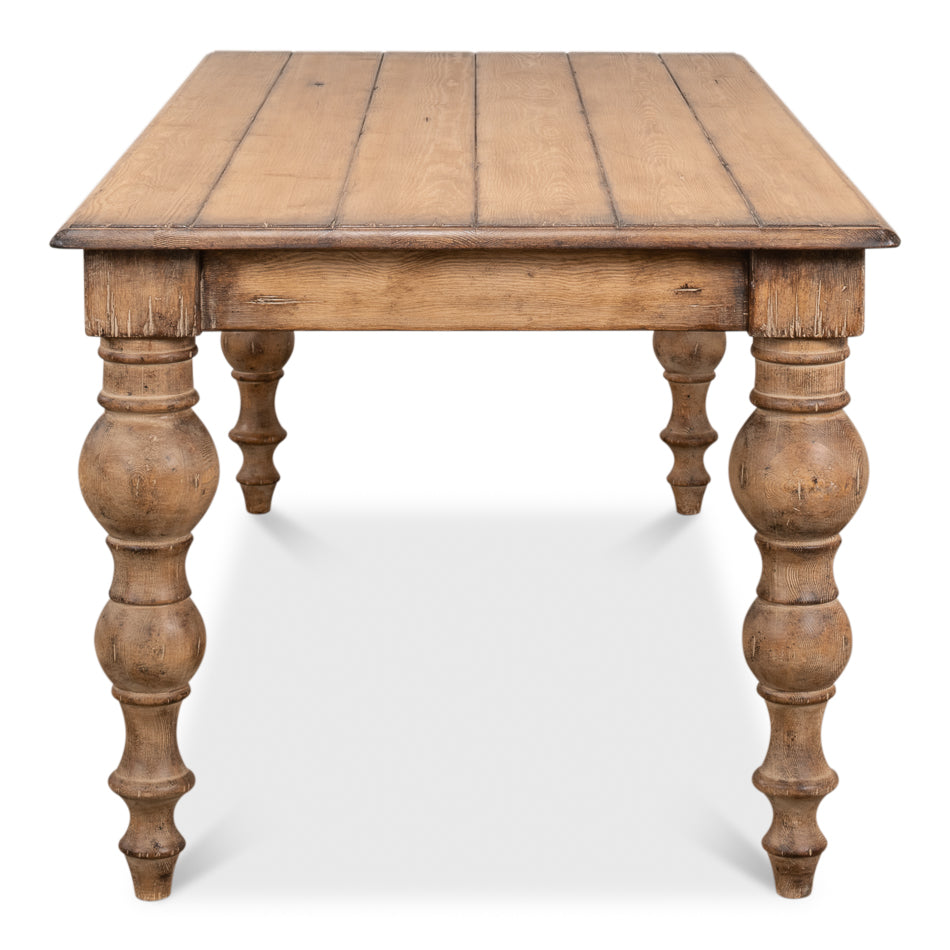 Reclaimed Pine Baluster Legged Dining Table