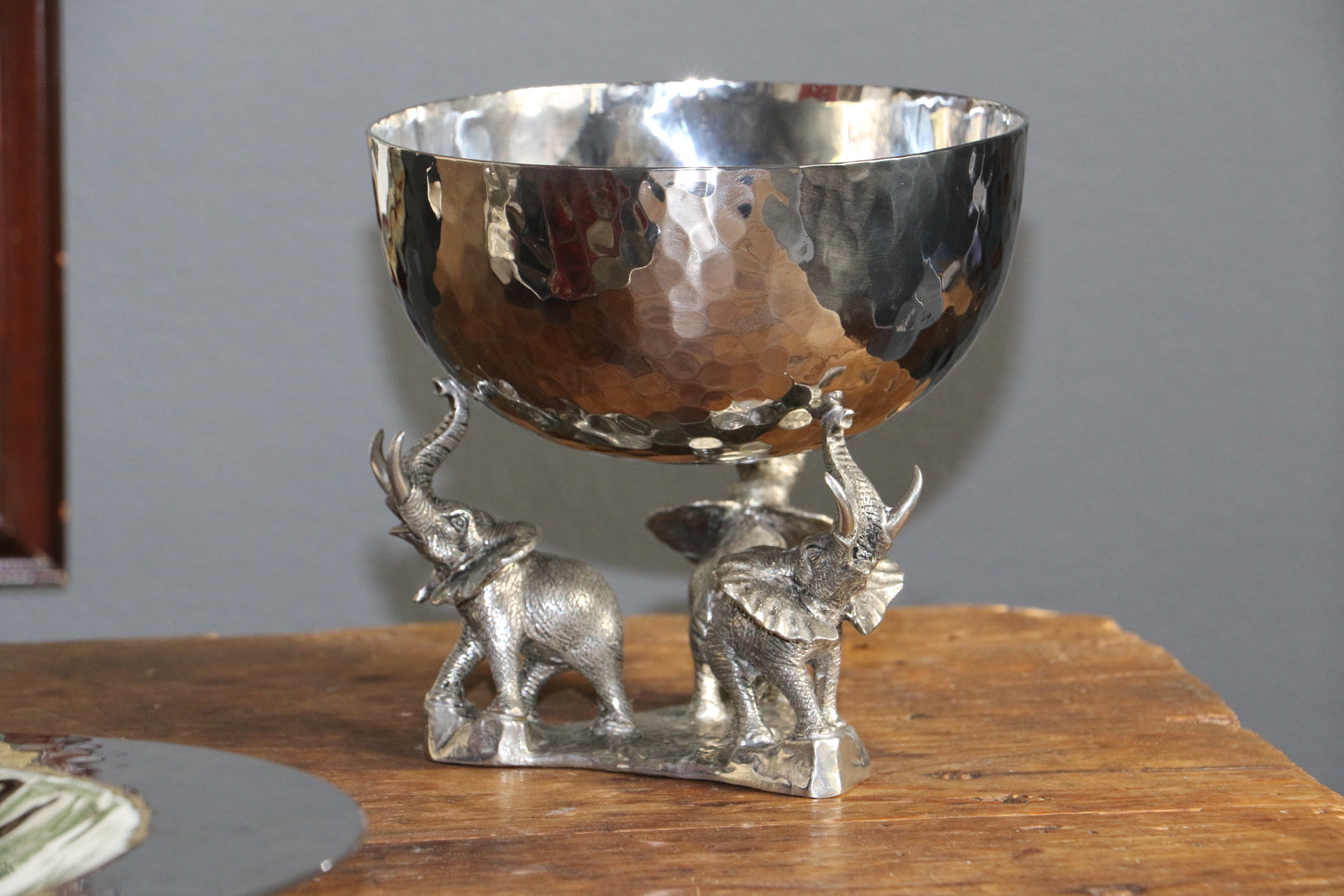 Stainless Bowl - Pewter Elephant Base