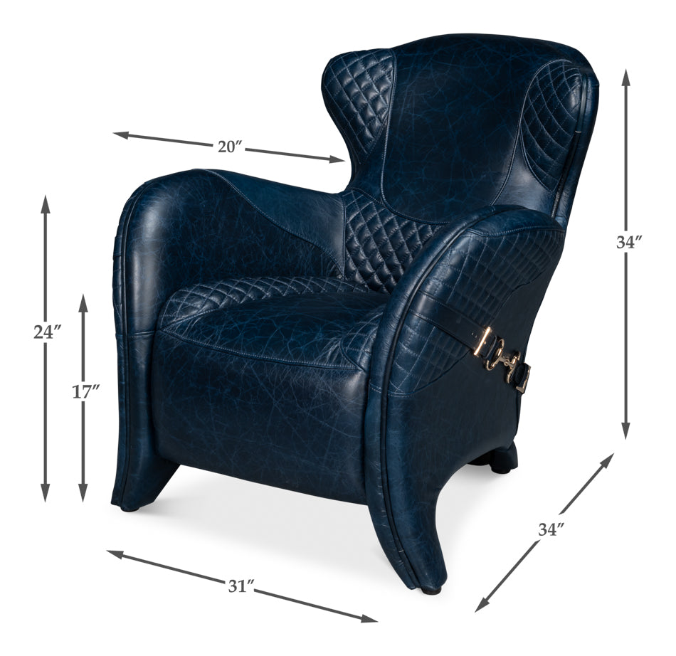 Colorado Leather Arm Chair - Blue