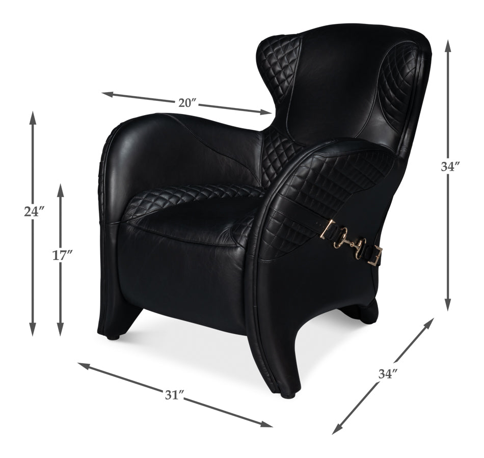 Colorado Leather Arm Chair - Black Onyx