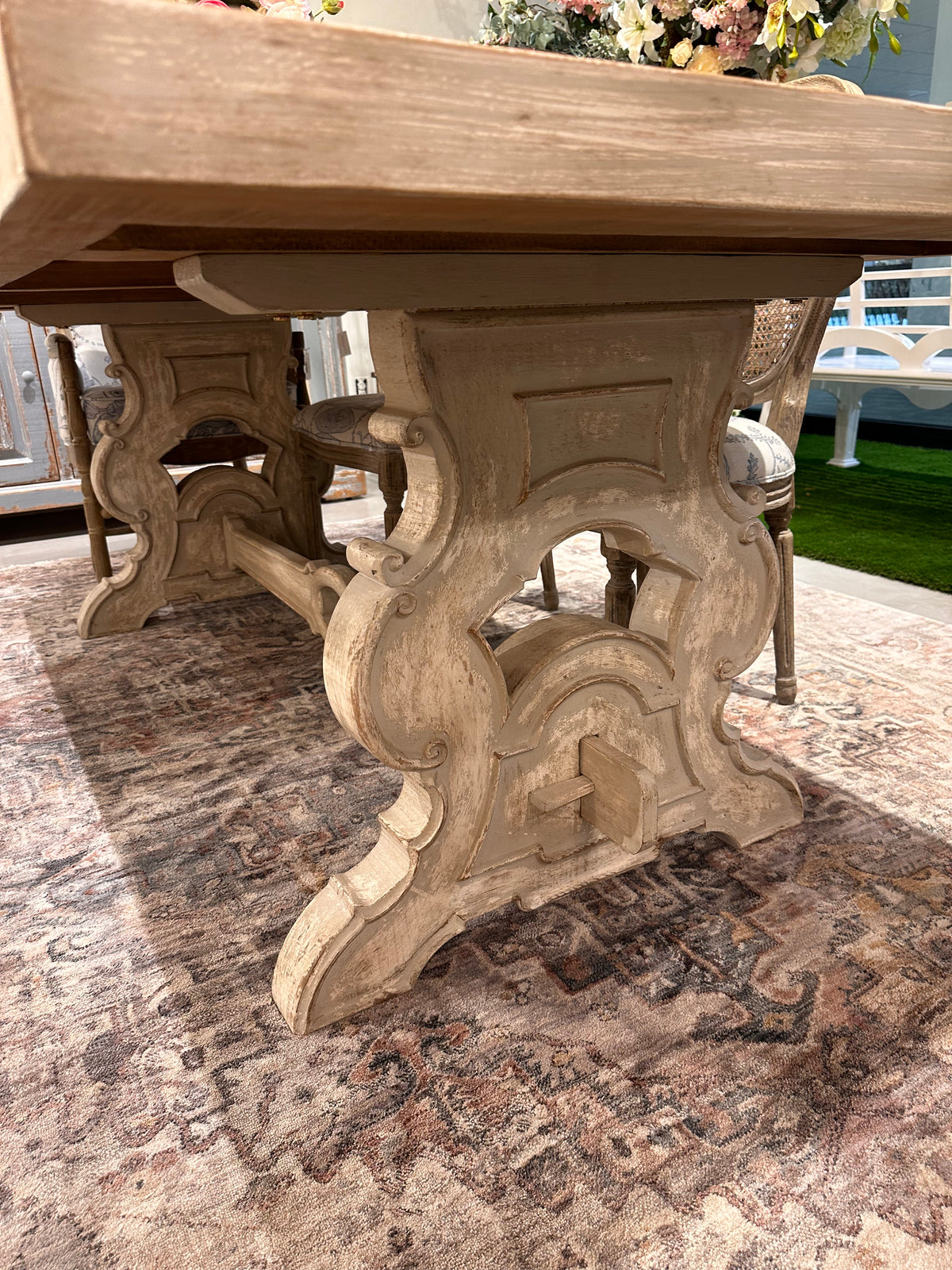 Trestle Base Dining Table 84&quot;