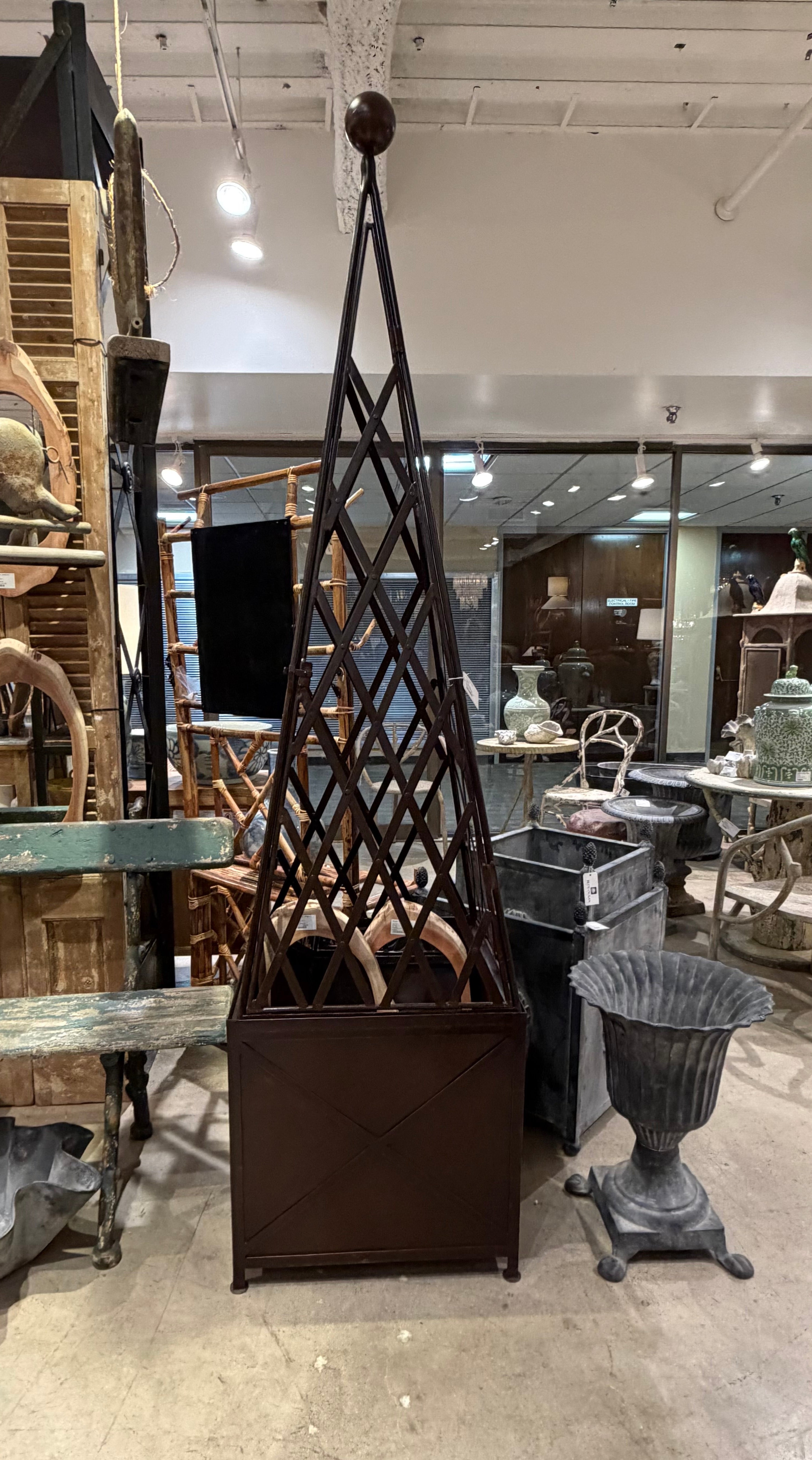 obelisk trellis planter Large Iron Topiary Obelisk