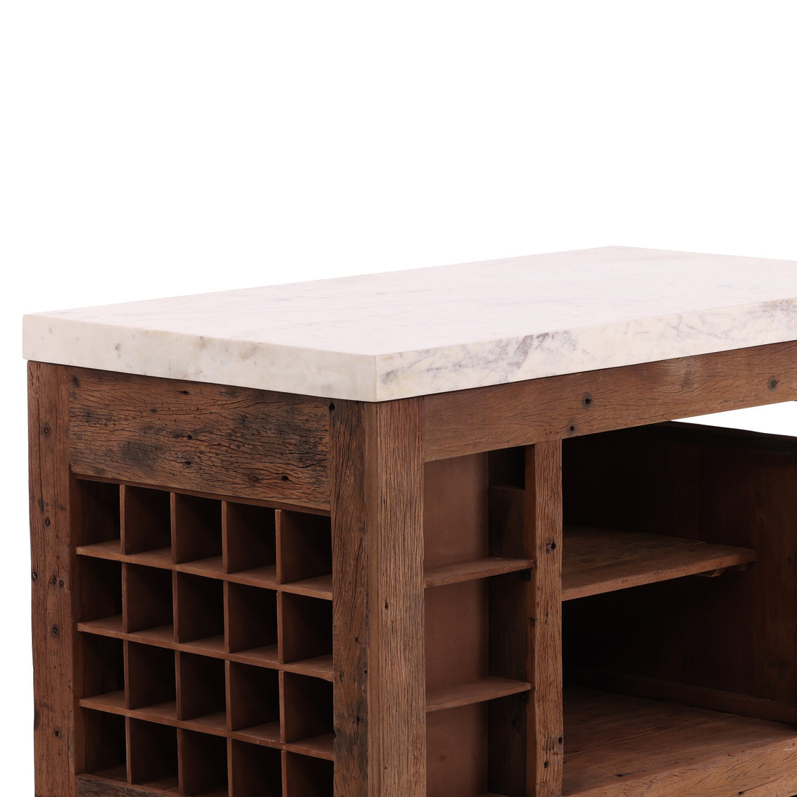 Marble Top Kitchen Island and Wine Cabinet