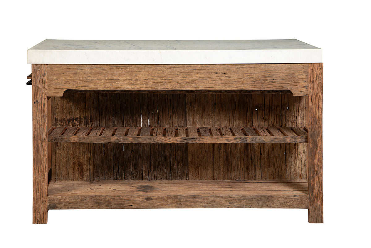 Pottery Barn wood and Marble Kitchen Island for sale, Arhaus Kitchen Island for sale