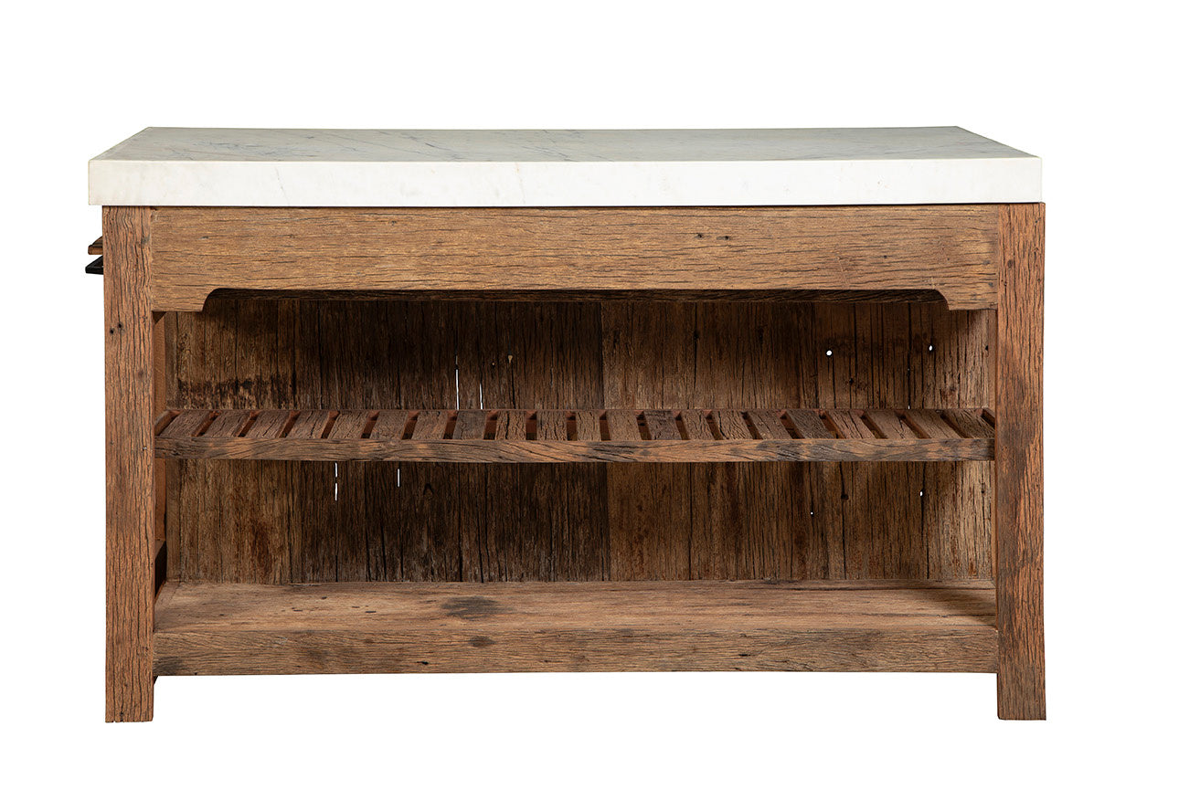 Pottery Barn wood and Marble Kitchen Island for sale, Arhaus Kitchen Island for sale