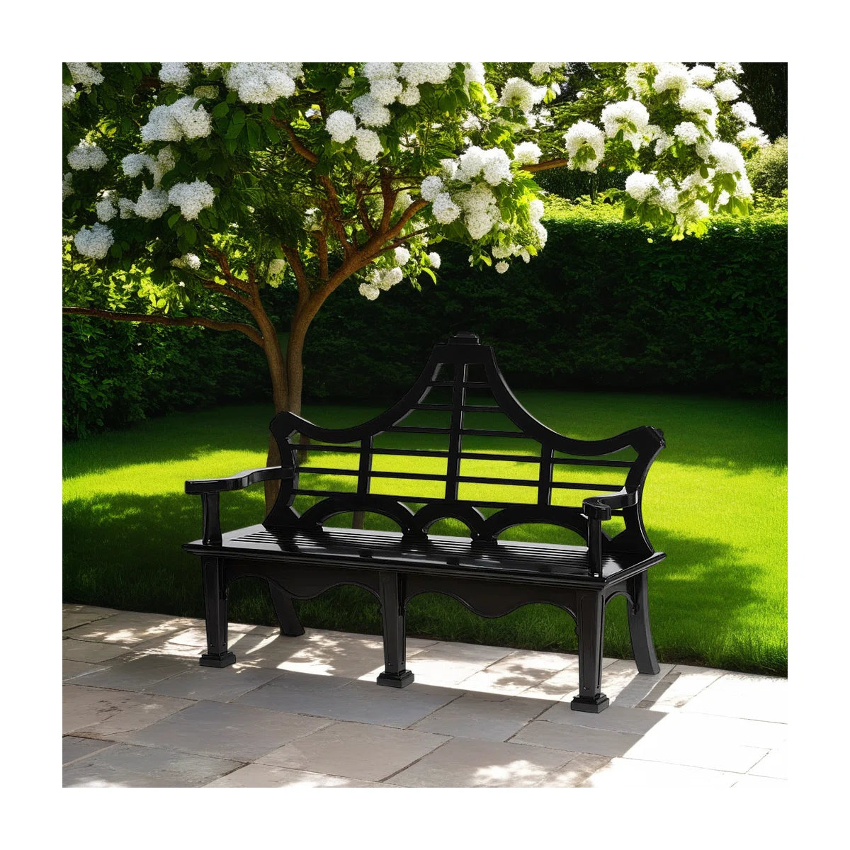 Cast Aluminum English Garden Bench Black