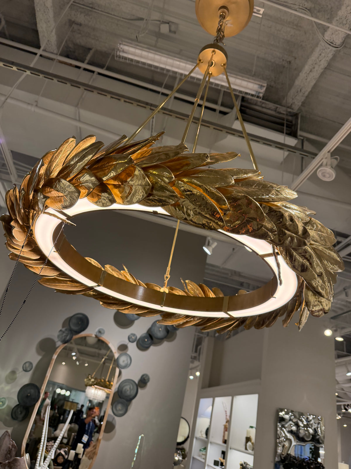 Brass Grecian Leaf Chandelier