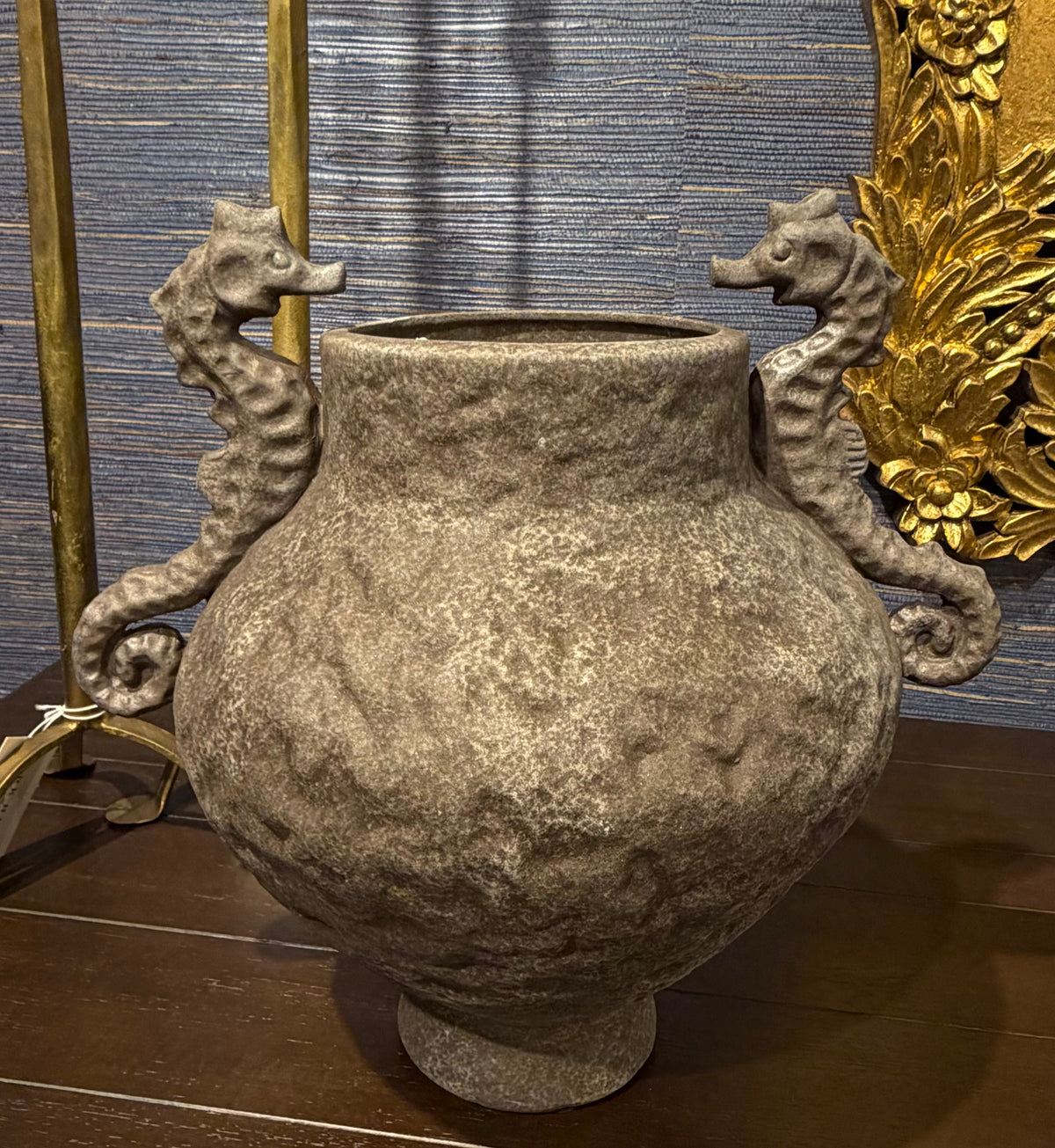 Decorative vase with seahorse handles 