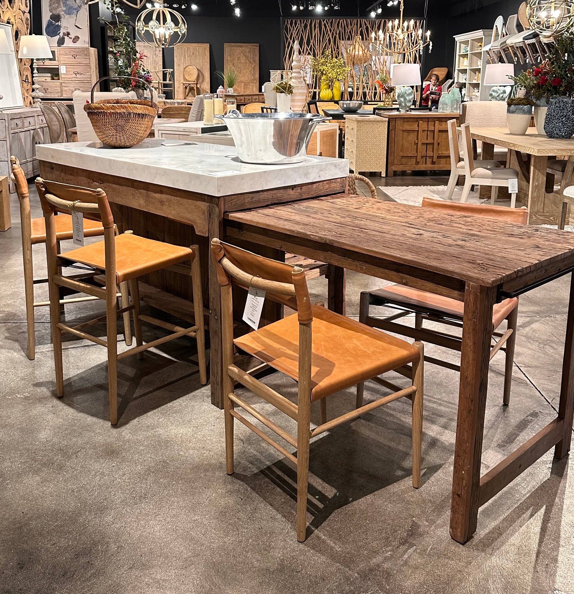 Reclaimed Wood and Marble Kitchen Island for sale, Rustic Wood and Marble Kitchen Island