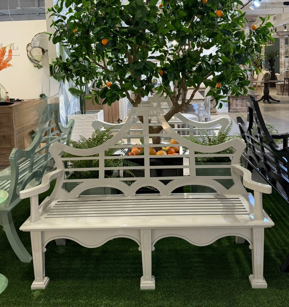 Cast Aluminum English Garden Bench Khaki