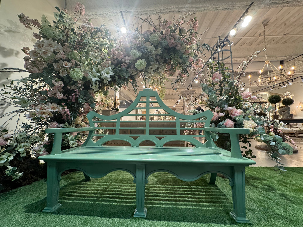 Cast Aluminum English Garden Bench, Green