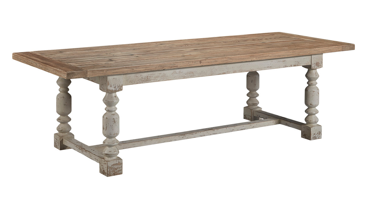 White Washed Turned Legged Dining Table