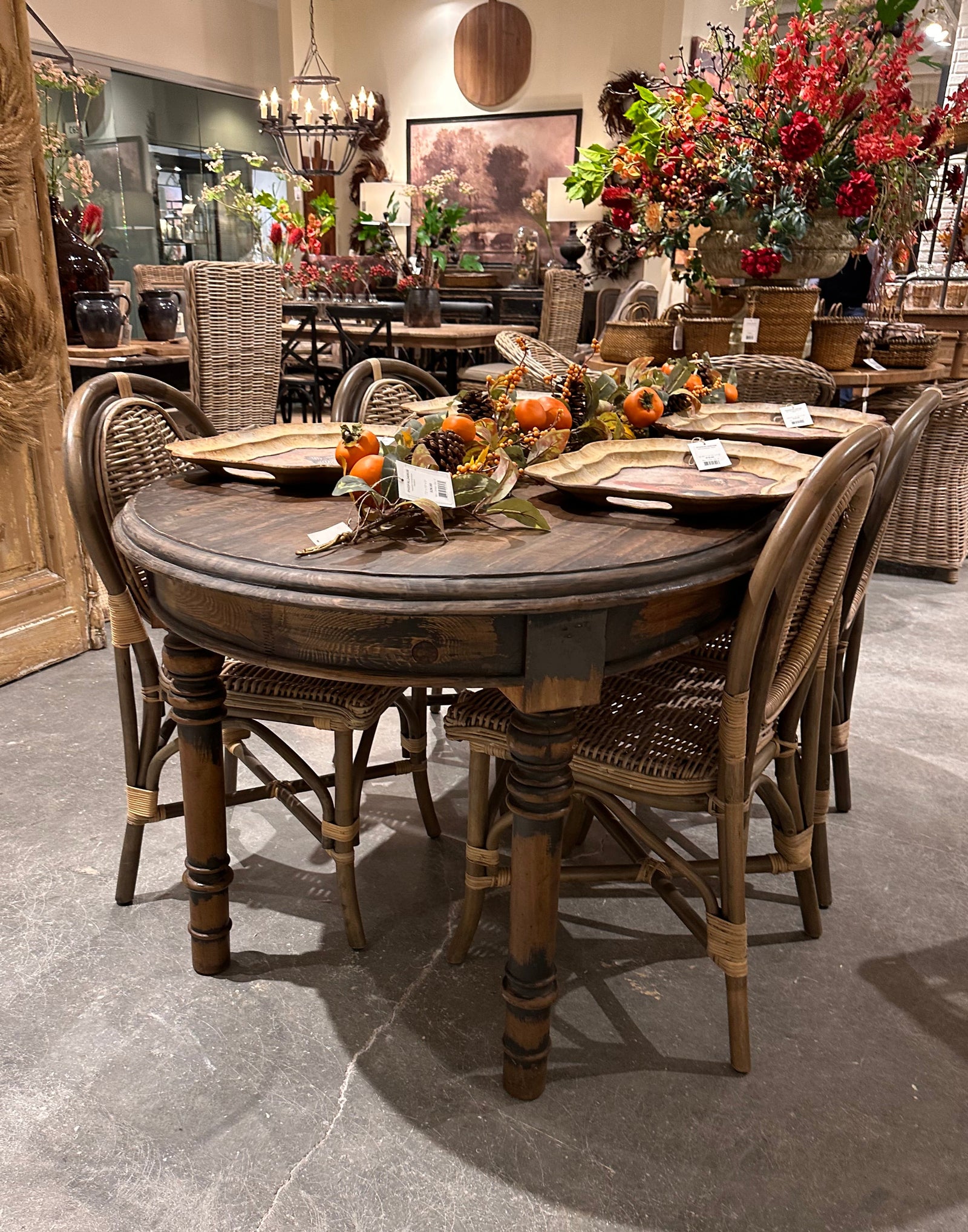 Aged Black Oval Dining Table