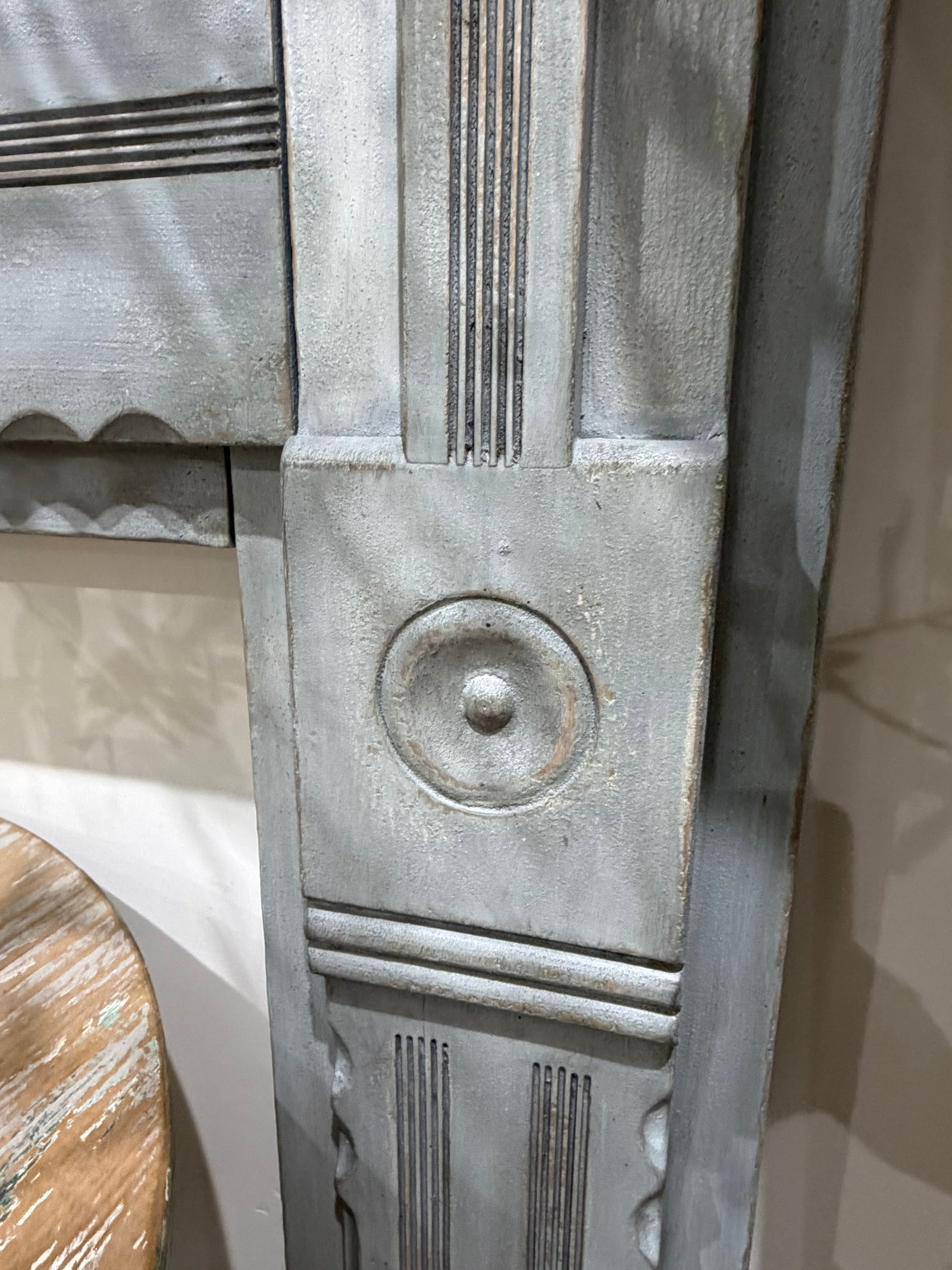 Decorative Blue fireplace surround, Vintage blue fireplace mantle for sale