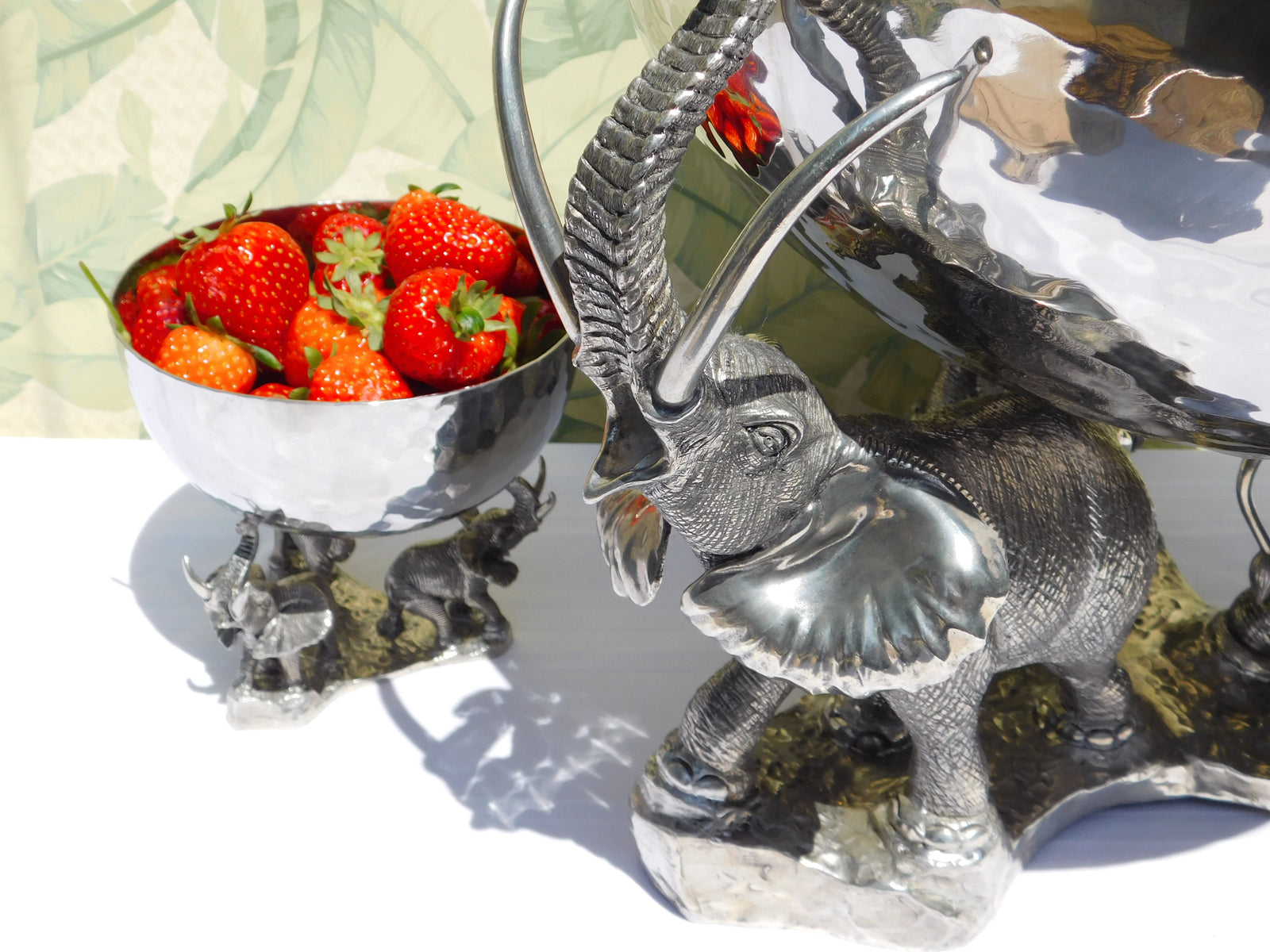 Pewter Elephant Trio Ice / Punch Tub