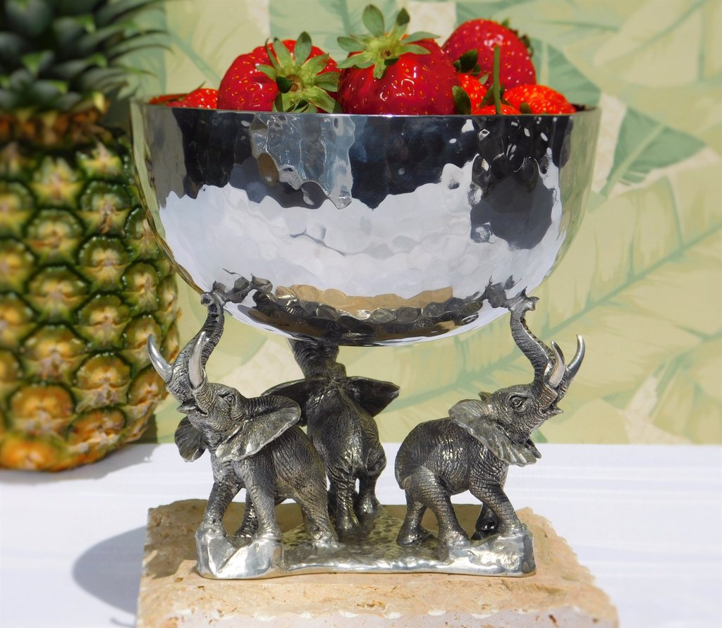 Stainless Bowl - Pewter Elephant Base