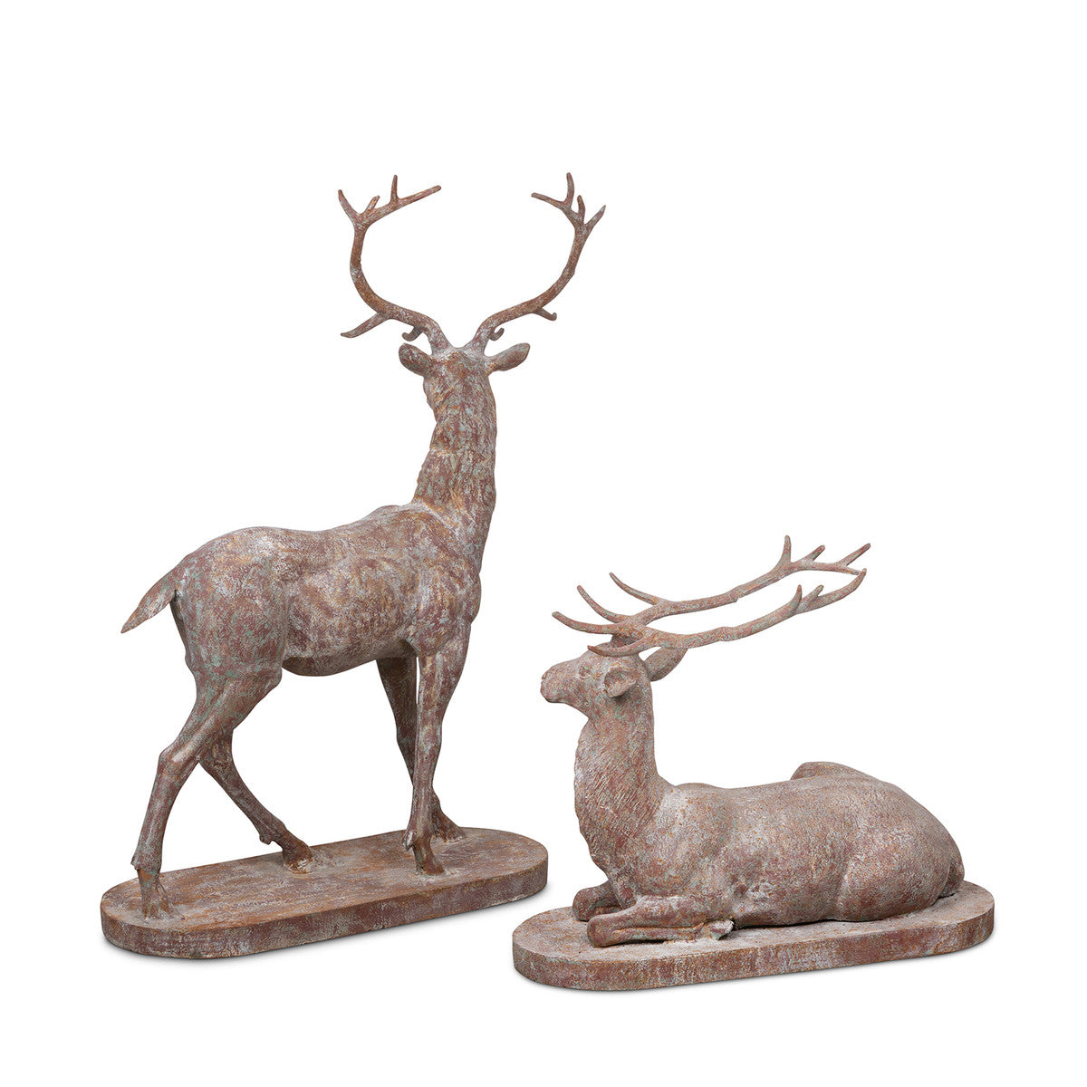 Estate Pair Of Stags Statues