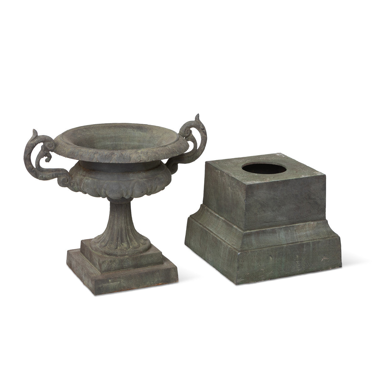 Vintage cast Iron Terrace Urns for sale, The Alley Exchange Garden accessories