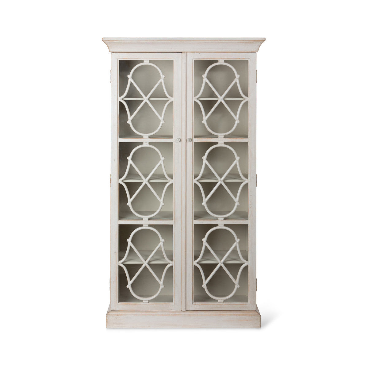 ARHAUS White wooden cabinet with glass for sale, 
