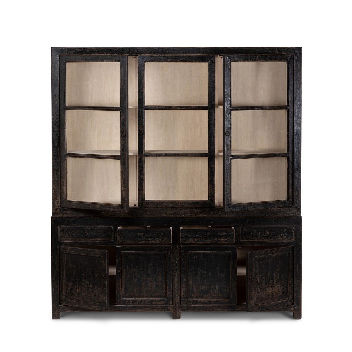 Vintage wooden display cabinet with glass, restoration hardware display cabinet