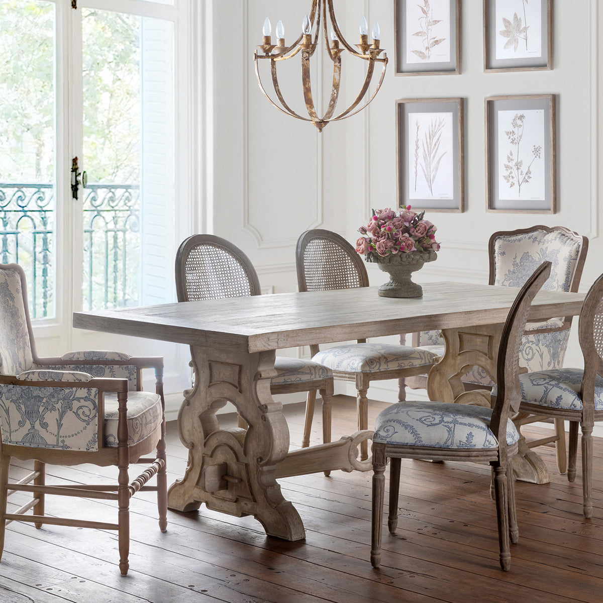 Vintage French farmhouse, dining table for sale, French trestle base dining table ￼
