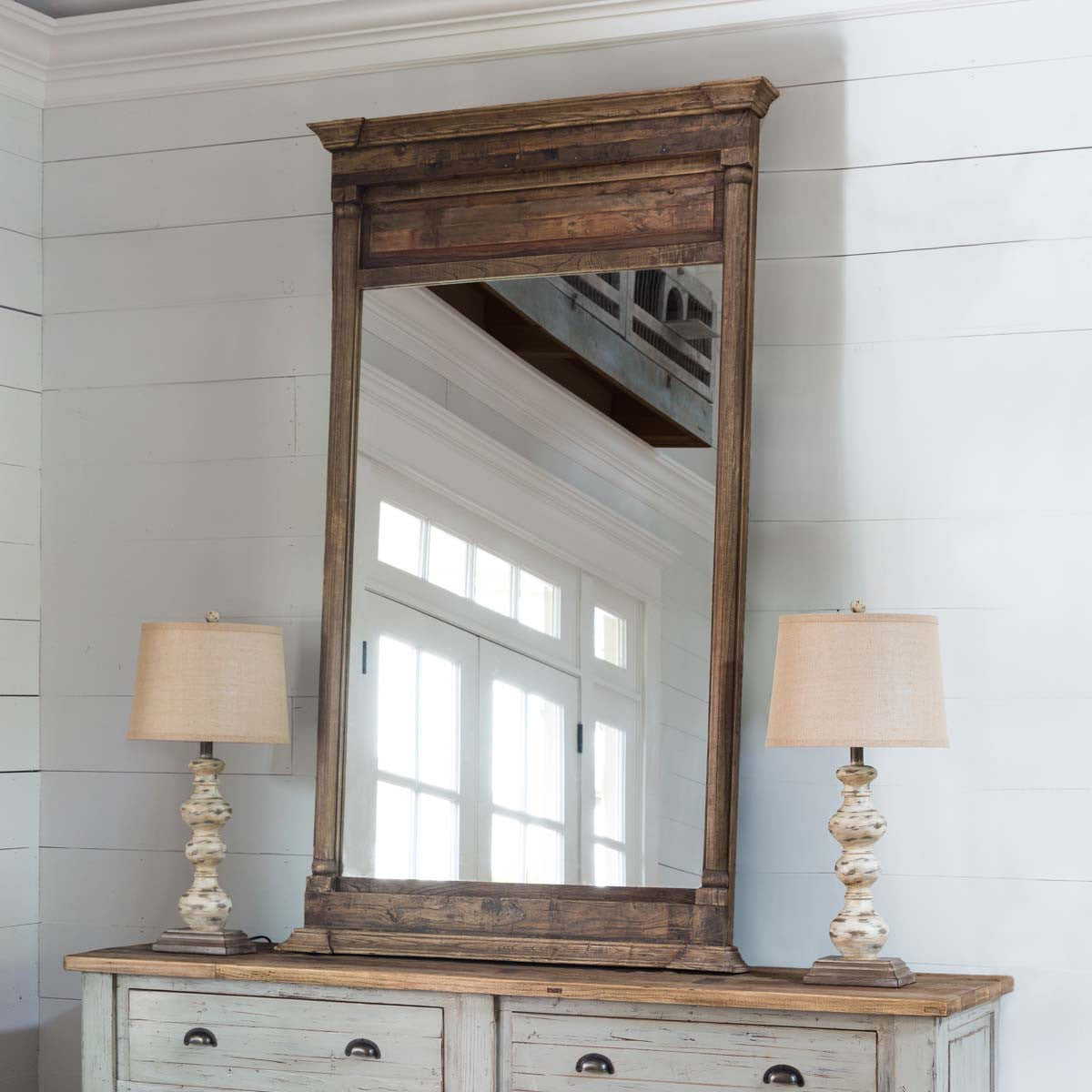Large Farmhouse Floor Mirror for sale, Large Rustic Wood Floor Mirror for sale