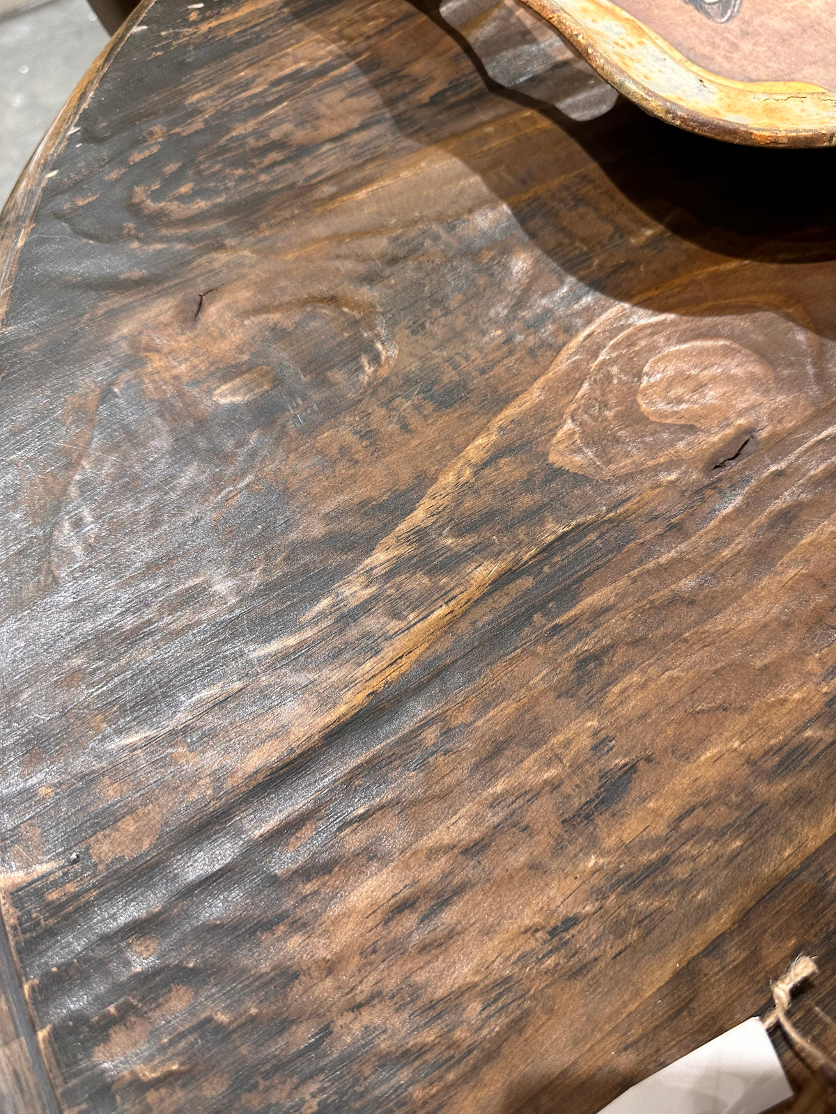 Aged Black Oval Dining Table